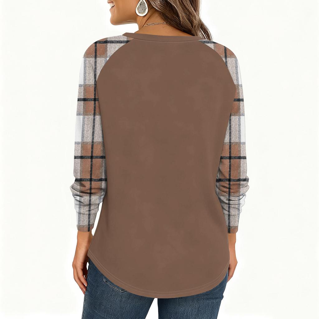 Damenmode Locker Langarm Rundhals Casual Oberteil