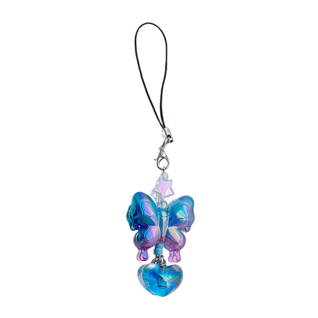 Gradient Butterfly Keychain Pendant Colorful Phone Pendant Cute Heart Charm Phone Chain Bag Accessory for Phone Bag Key