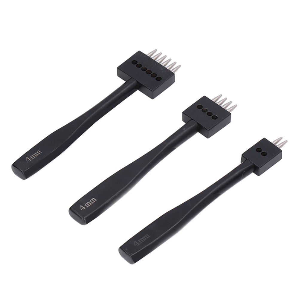 3pcs 4mm Punch Size Leather Punch Tool Fast Punching Design Stitching Chisel Set  For Leathercraft