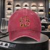 Bicycle Butterfly Floral Print Washed Denim Baseball Cap Adjustable Cotton Outdoor Sports Hat