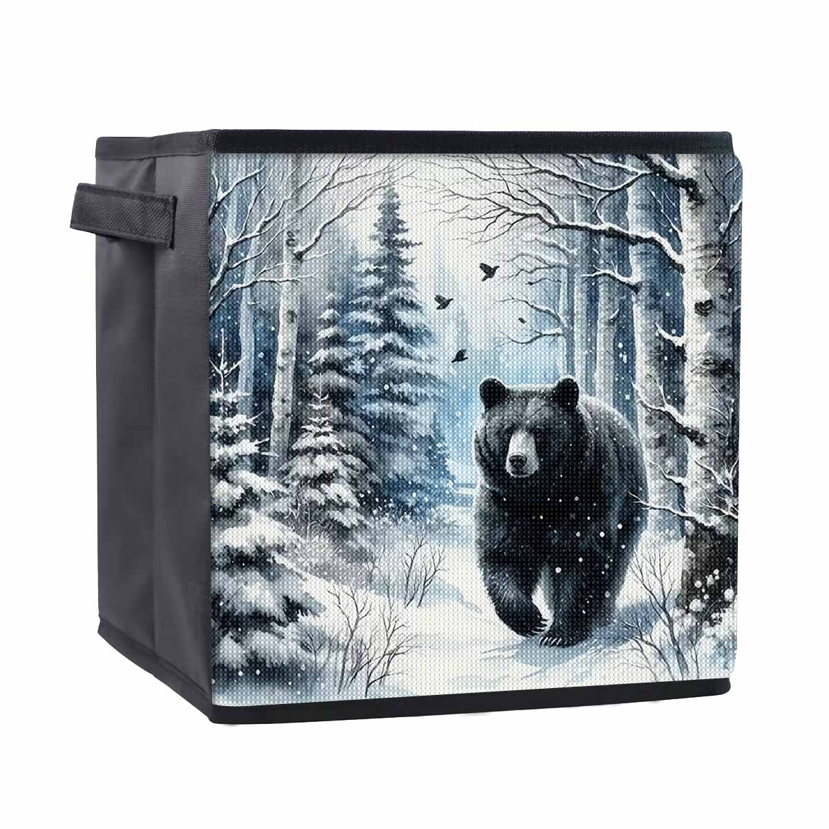 

Черный медведь на прогулке 5D Алмазная живопись Корзина для хранения Полная круглая выкладка Мозаика Алмазная вышивка Наборы для вышивания крестом Домашний декор Домашний декор 25cmx25cm