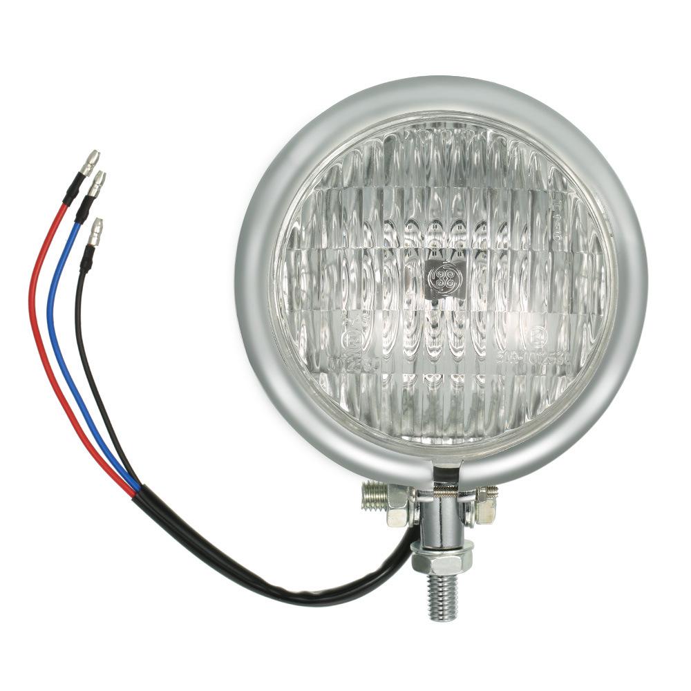 

5 Retro Copper-Edged Round Headlight, Silver, High/Low Beam for Harley Motorcycle Modifications YOKOTO