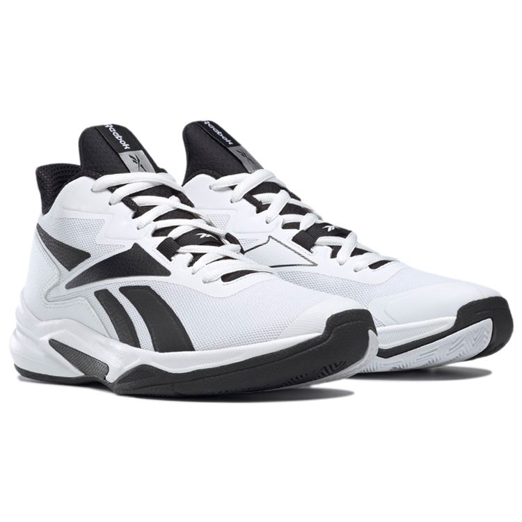 Reebok MORE BUCKETS Comfort Color-Blocked Outdoor Mid-Top Vintage Basketball Shoes, Men's White Black GY5462