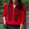 Winter Color Block Embroidered Jacket Streetwear Padded Shoulder Zip Up Hooded Coat