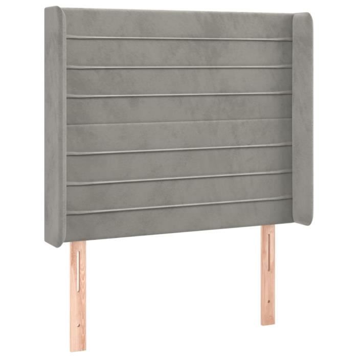 VidaXL Tête de lit avec oreilles Gris clair 83x16x118-128 cm Velours3119750
