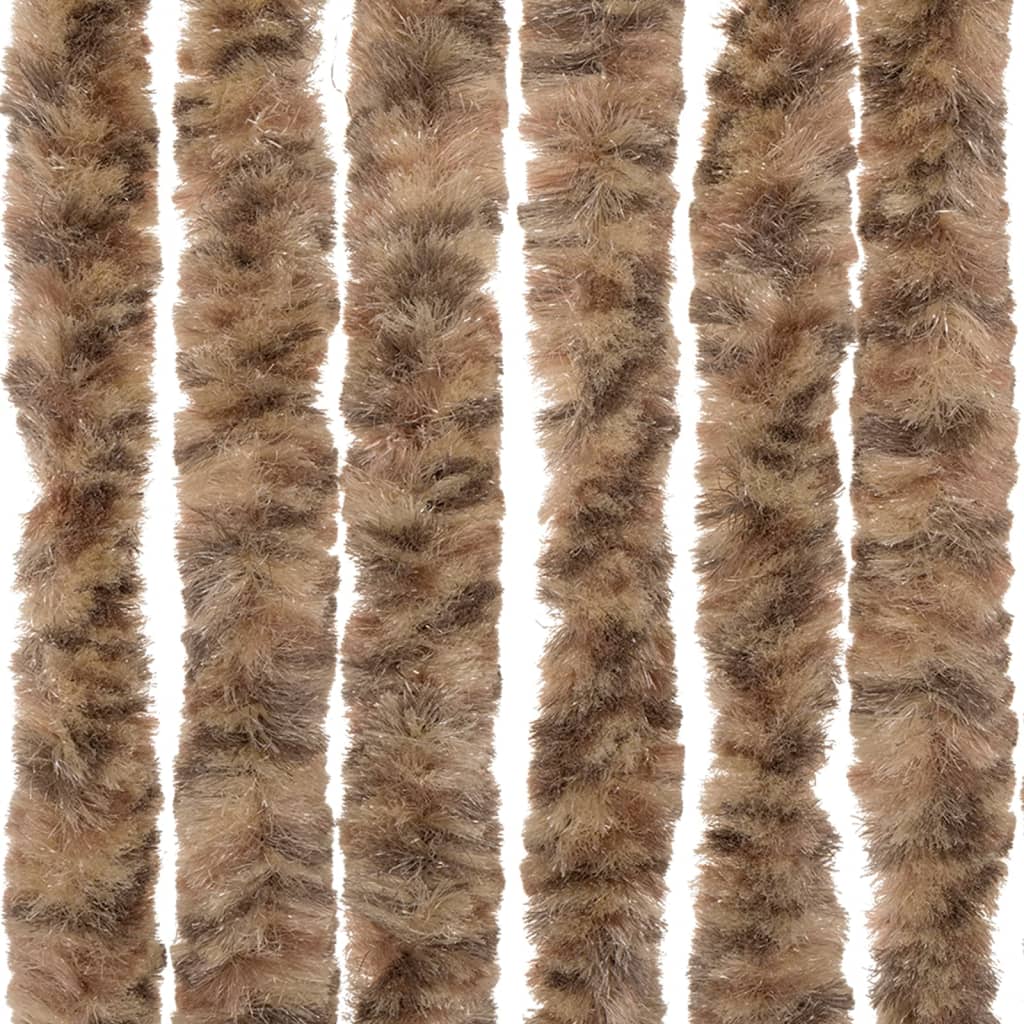 Fly Screen Curtain Beige and Dark Brown 100 X 200 Cm Chenille