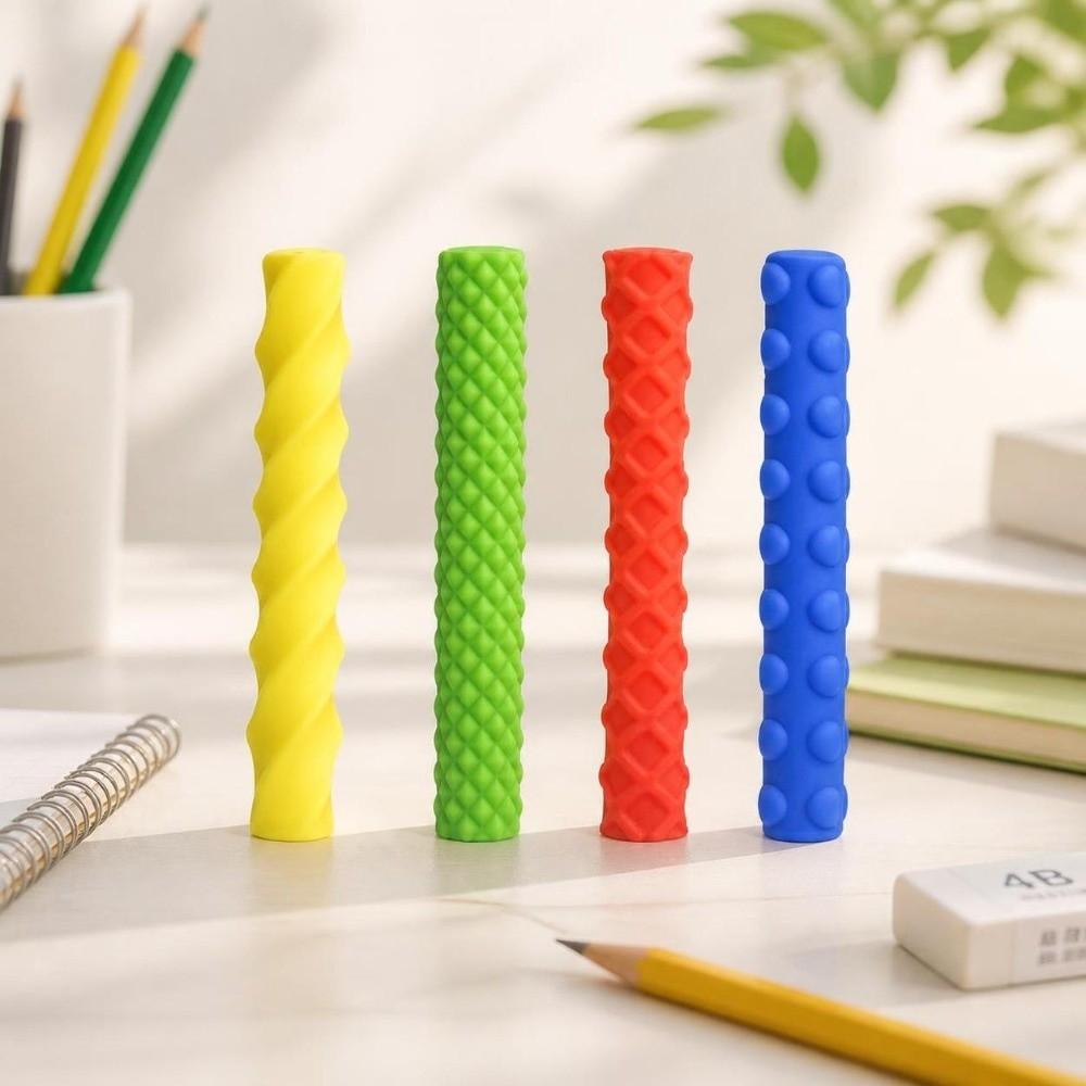 4 pcs Textured Handwriting Pen Cover Silicone Pencil Sleeves Relax Pencil Grips Handwriting