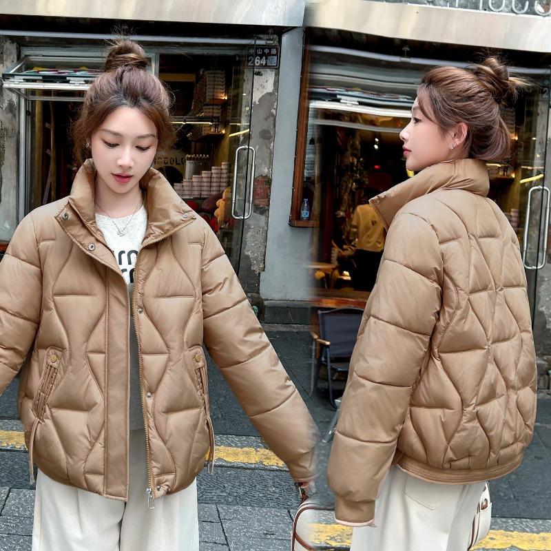 

Small down padded jacket short jacket winter new stand-up collar thickened fashion women s padded jacket M хаки