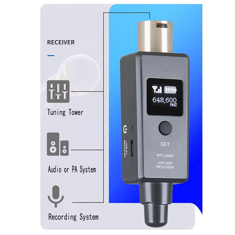 Wireless Microphone Transmitter and Receiver System for Dynamic Microphone