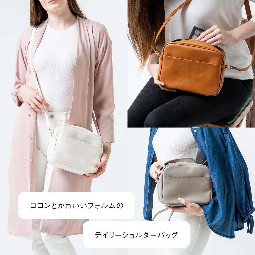 Mura Compact Shoulder Bag for Women, Genuine Leather, Cowhide Leather, Simple, Shoulder or Crossbody (Black)