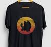 Pomsky Retro Zonsondergang T-shirt: Unisex Hondenliefhebber T-shirt