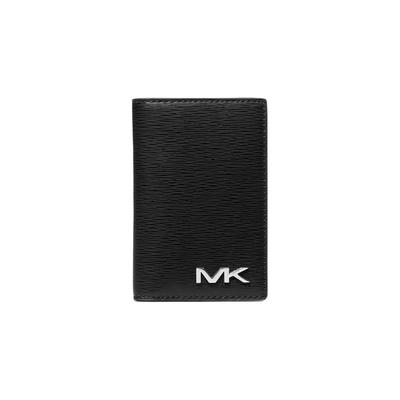 MK Cooper Double Fold Textured Silver Logo Card Holder Men Accessories Black 36H3LCOD1B-BLACK