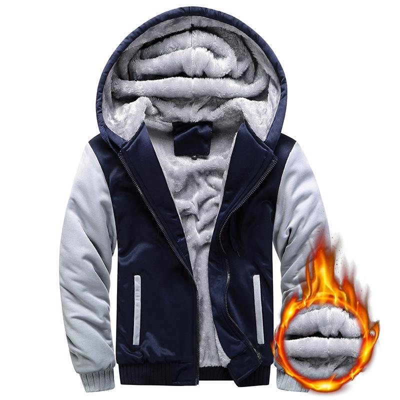 Autumn Winter Men's Casual Sports Suit Hooded Cardigan Plus Velvet Jacket Thick Sweater