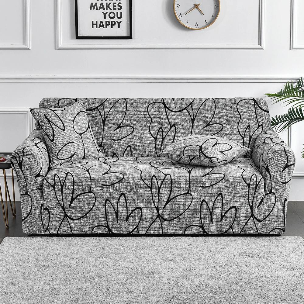 1pc Printed Elastic Sofa Cover Antidirty Spandex Sofa Cover Furniture Protector for Bedroom Office Living Room Home Decor