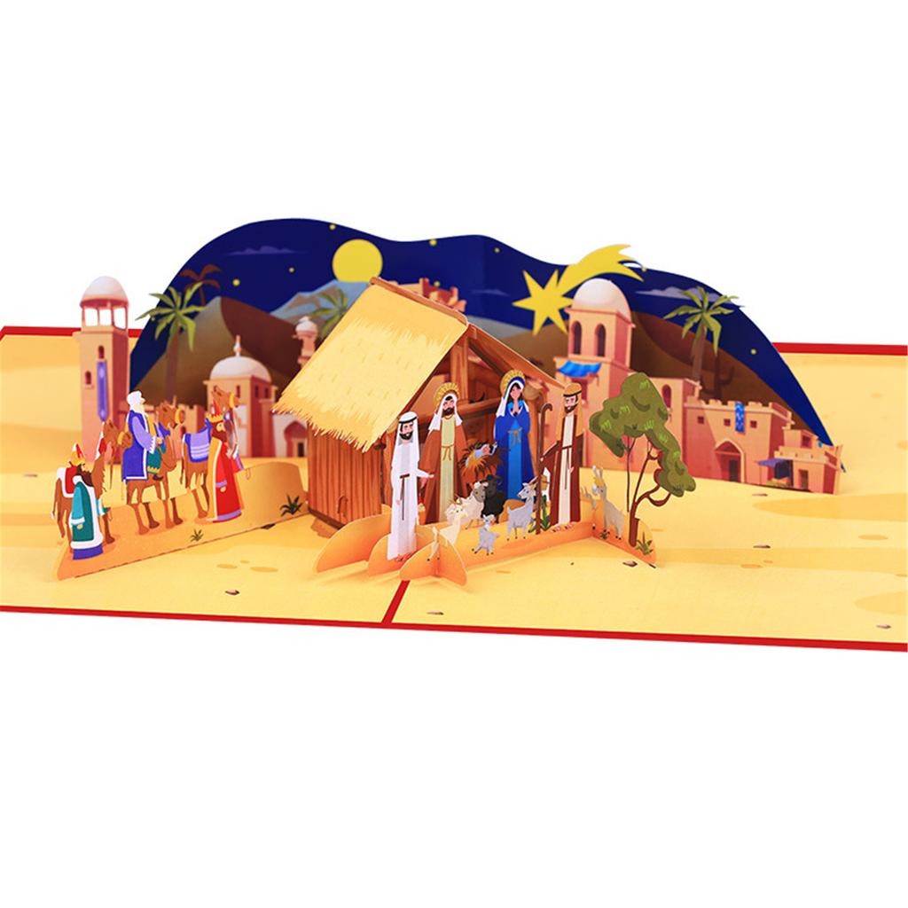 Christmas House Scene 3D Greeting Card Festival Gifts Postcard Handmade Festives Decoration for Holiday Celebration