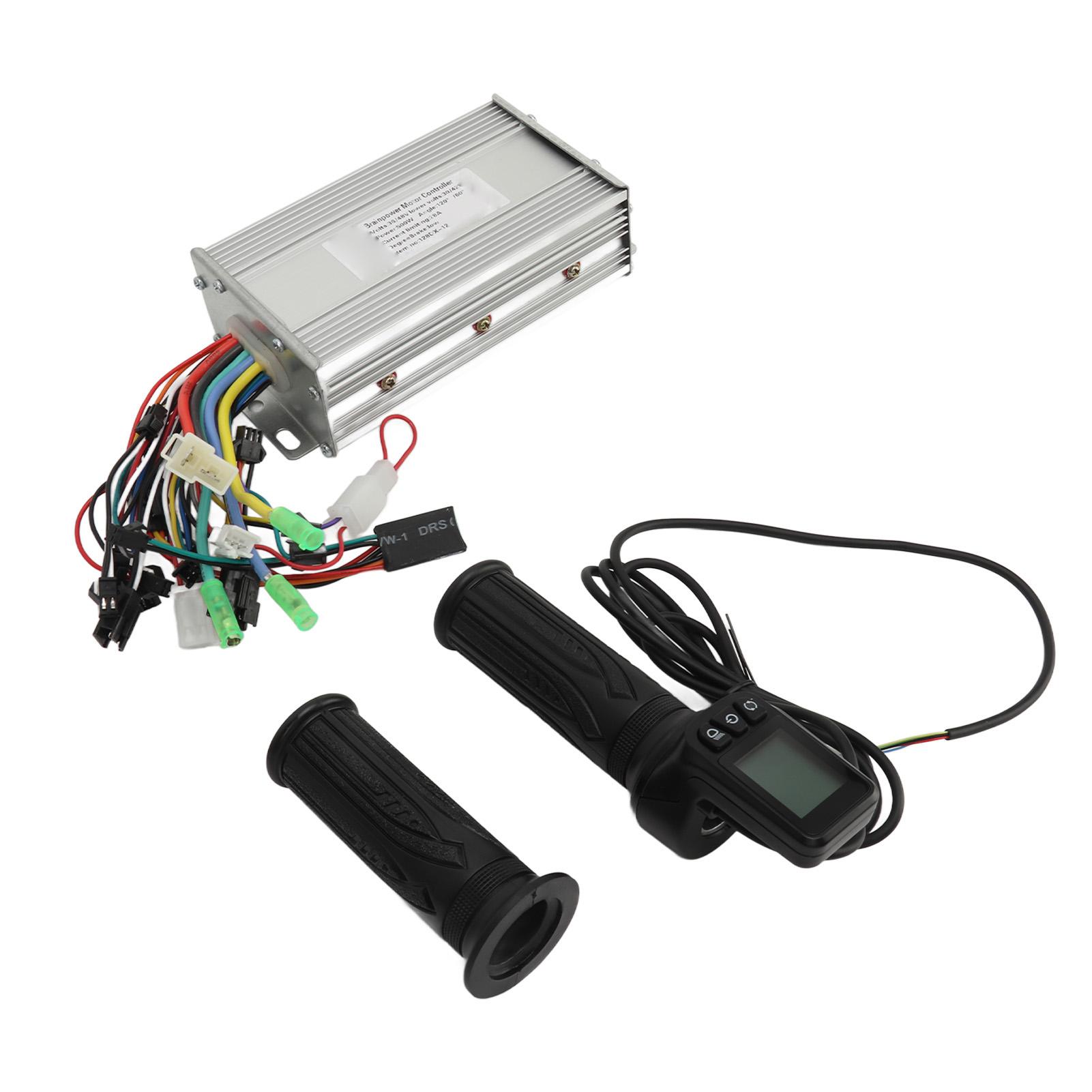 36V 48V 500W Brushless Motor Electric Bike Bicycle Scooter Controller with 128DX Throttle Twist Grips with LCD Panel Electric Bicycle Controller Kit