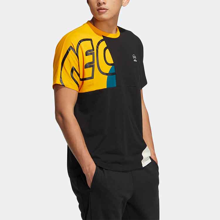Adidas Neo Contrast Letter Print Sports T-Shirt Men Tops Black HS8825
