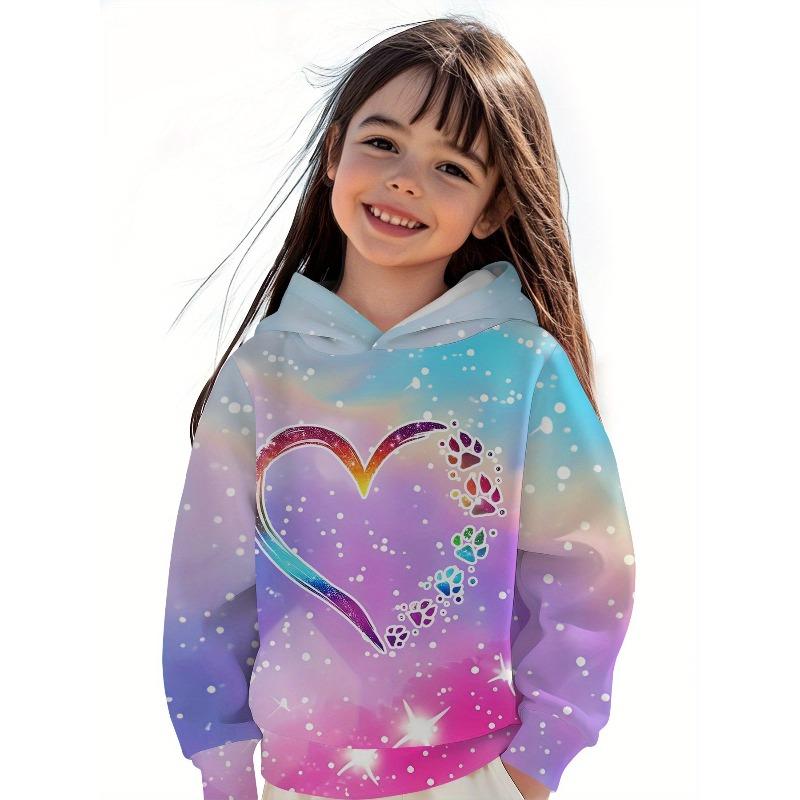 Autumn and Winter Children's Cute Little Animals 3D Printed Hooded Comfortable and Versatile and Breathable Hoodies & Sweatshirts (Girls)