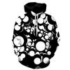 Unisex Oversized Hoodie With Black White Abstract Spiral 3D Digital Print Loose Fit Casual Wear