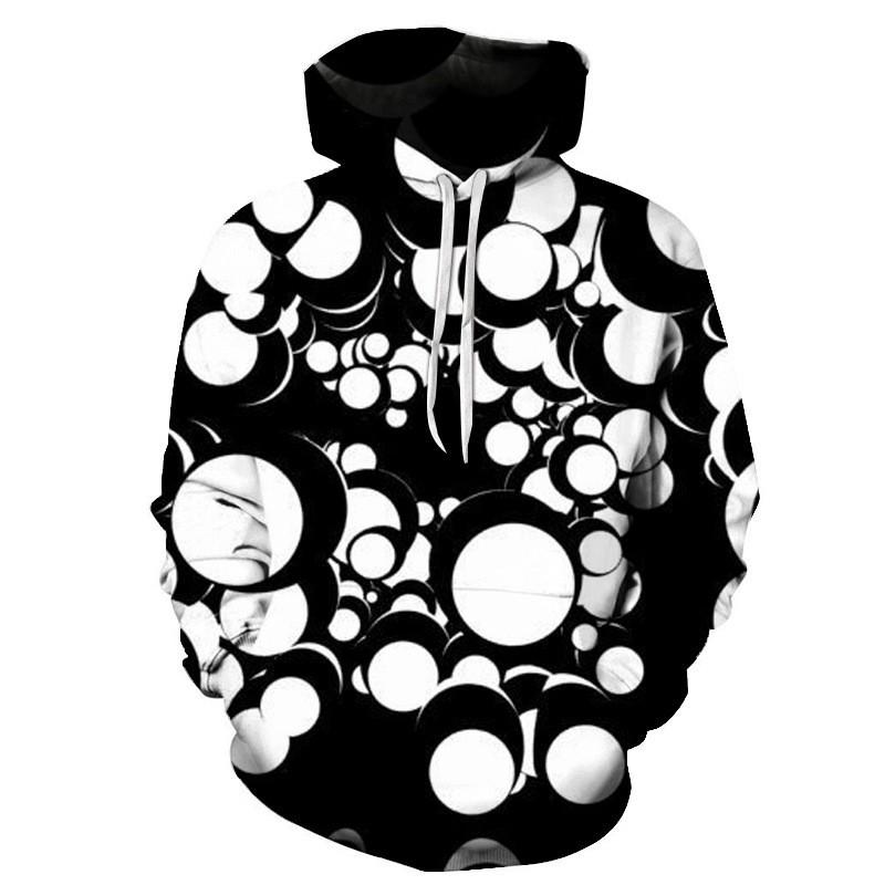 Unisex Oversized Hoodie With Black White Abstract Spiral 3D Digital Print Loose Fit Casual Wear