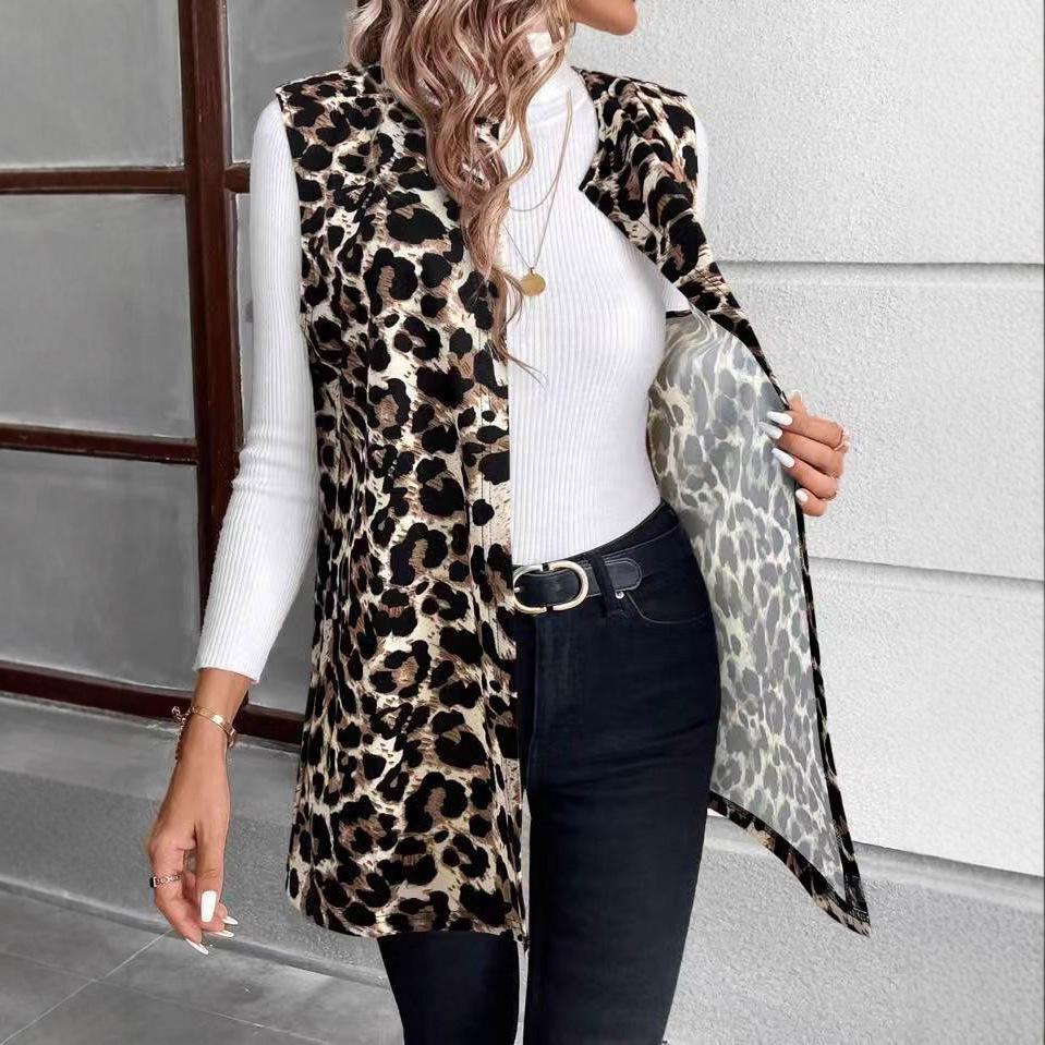 2025 European and American Autumn/Winter Women's Casual Leopard Print Coat - New Fashion