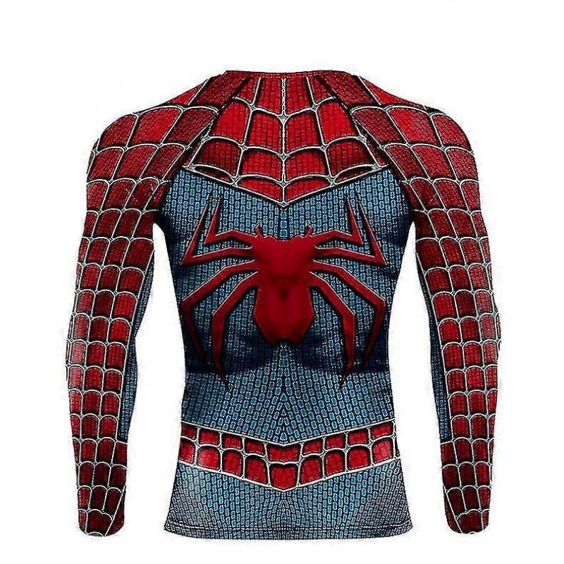 Spider Man Herrars Åtsittande Sporttränings T-shirt Lång Kort Ärm