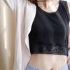 Umbilical Lace Modal Strap Tank Top Versatile Outerwear Sleeveless Short Slim Fit Top for Women