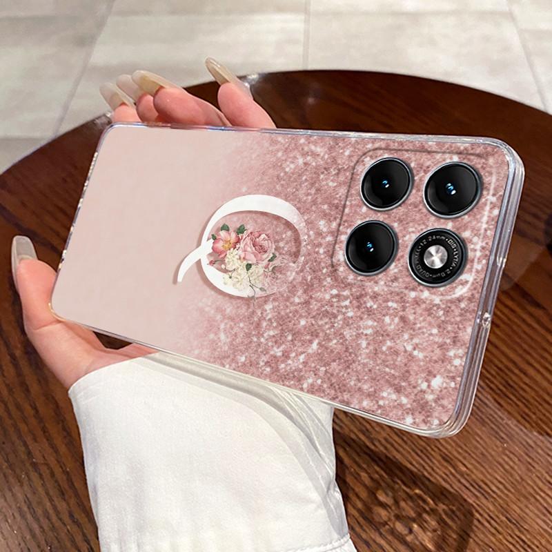 Anti-scratch Phone Case For Motorola Edge 70 Fusion Jelly Clear TPU Soft Casing Fashionable Lucky Letter Flower Couple Shell