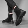 Fashion mens casual stage nightclub cow suede leather boots black trendy autumn winter shoes cowboy platform boot high motorcycle botas