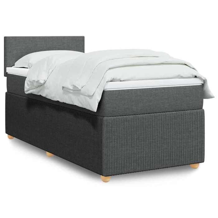 Maison Exclusive - Sommier à lattes de lit et matelas Gris foncé 90x190 cm Tissu