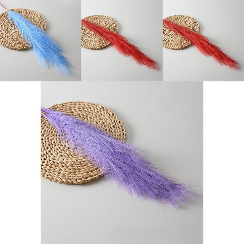 Simulated Phragmites Australis With Bright Feathers For Event Decoration And Photo Shoots