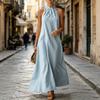 Rochie Maxi de Vară pentru Femei Fără Mâneci cu Gât pe Gât A-line Lungă Casual Fluidă pentru Plajă Vacanță Rochie de Soare