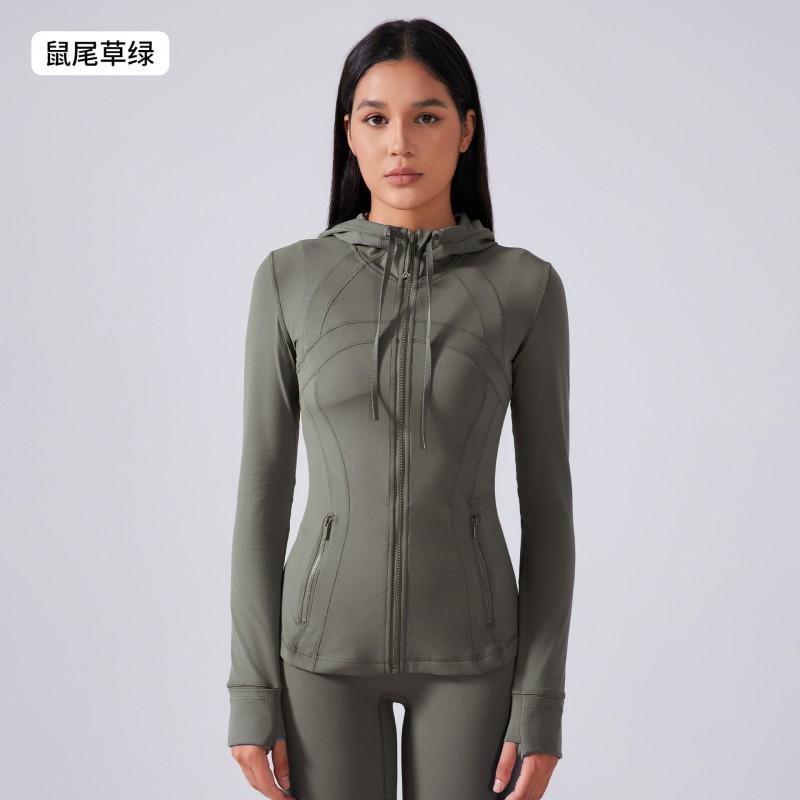 Womens Hooded Drawstring Fitness Jacket Slim Fit Running Gym Sportswear