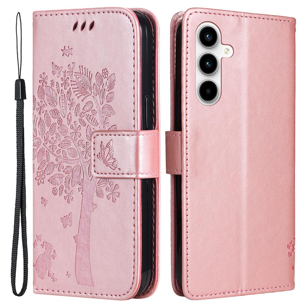 Für Samsung Galaxy A35 5G Handyhülle mit Ständer Katzenbaum Muster Leder Brieftasche Handyhülle