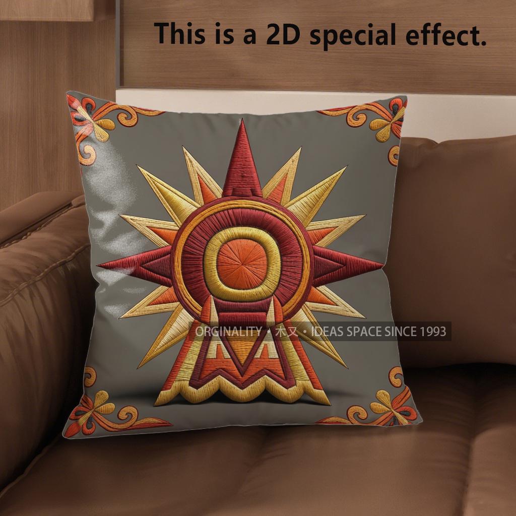 

2D Aztec Sun God Print Throw Pillow Coverspattern Cushion Cover Suitable For Sofa Bedroom Car Pillow Cover 40x40cm