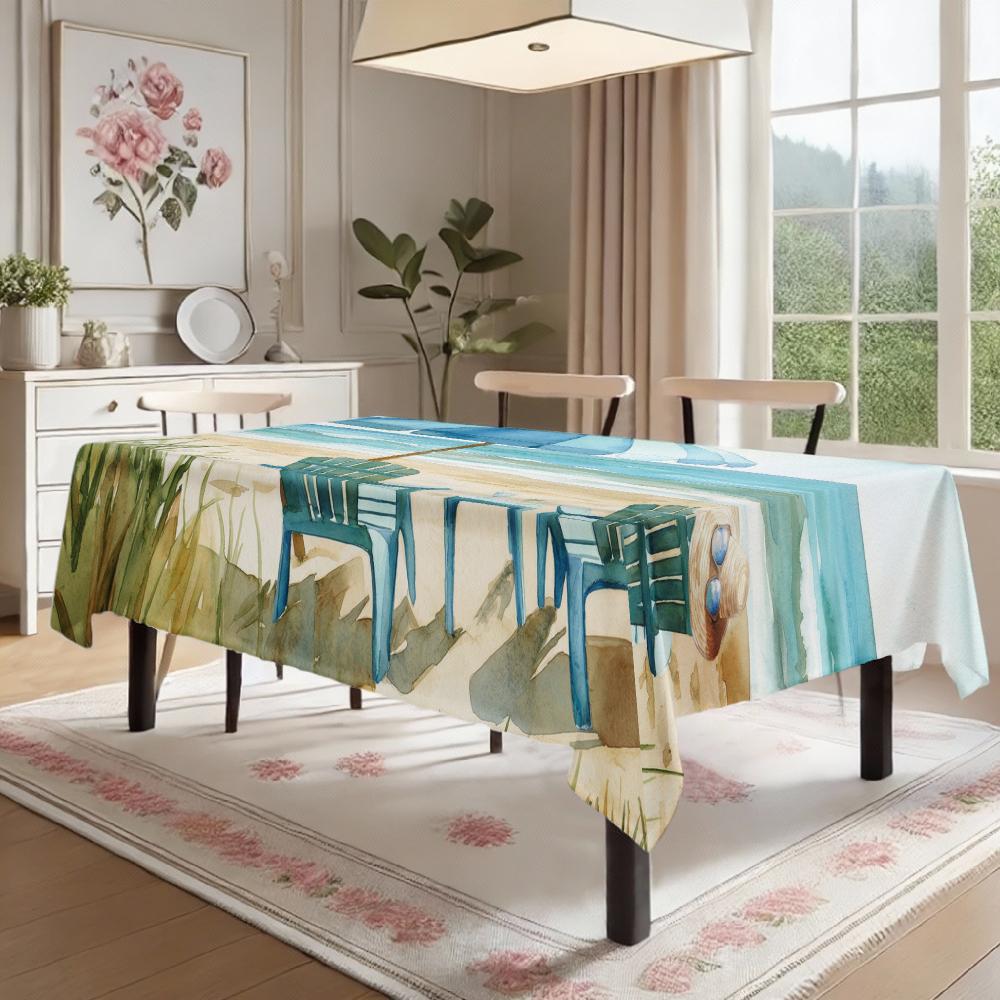 Tovaglia Rettangolare Scena Spiaggia Estiva per Decorazione Tavolo Cucina Sala da Pranzo Tovaglie Impermeabili Riutilizzabili per Tavolo Sala da Pranzo