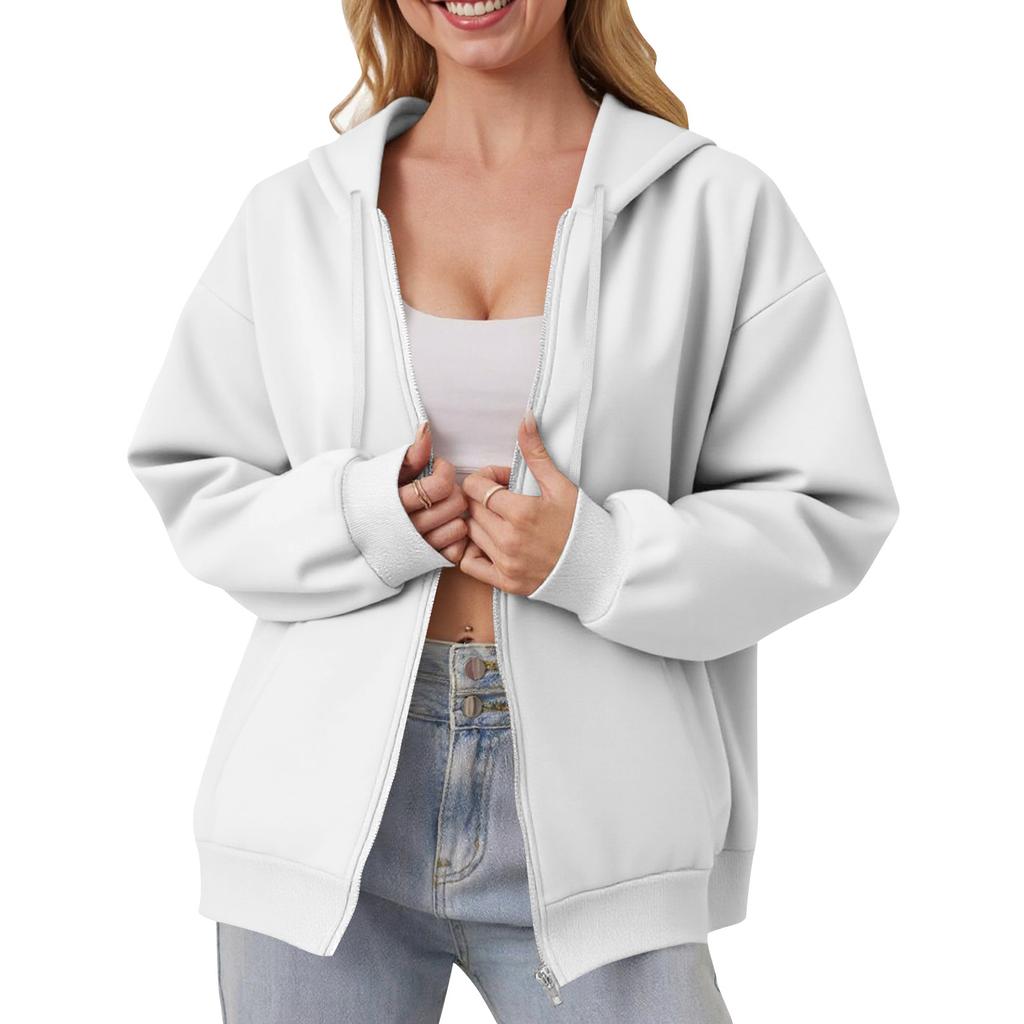 Women's Off Shoulder Zipper Hoodie Sweatshirt  Fashion Clothing Casual Jacket