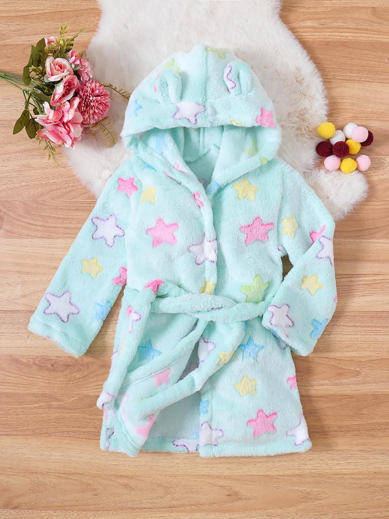 Children's Thickened Coral Fleece Robe – Flannel Bathrobe for Boys & Girls, Infant to Medium Sizes, Suitable for All Seasons