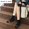 Designer Leopard Print Women Sock Boots Fashion Pointed Toe Short Booties Elegant Thick Heels Botas De Mujer