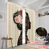 2pcs 2D flat printing Curtain Vintage Book Woman Floral 100% Polyester Fabric Without Electricity Seasonal Party & Holiday Decor