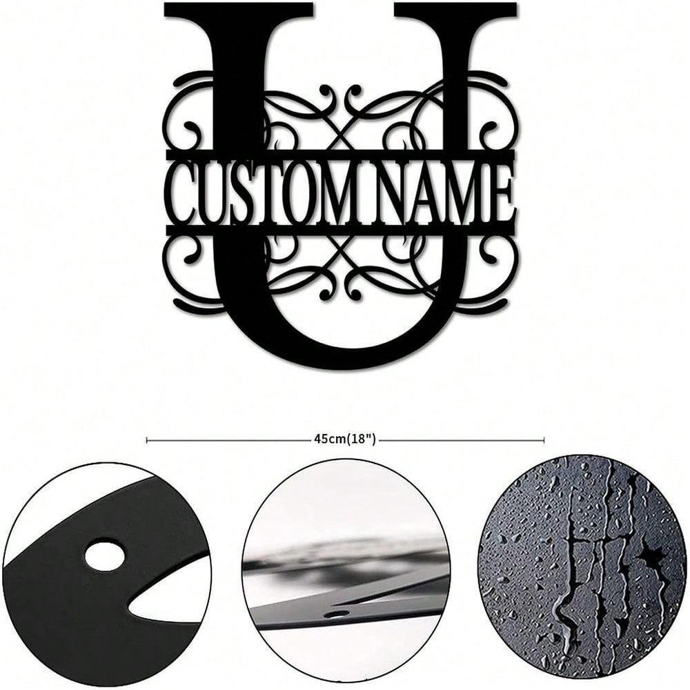 Personalized Metal Wall Art Custom Initials Family Name Light Beam Design Iron Steel Decor Home Porch Garden Gift Birthday