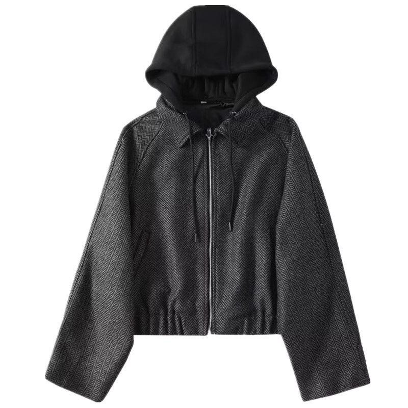 

Fashion Style 2024 Spring New Arrival Women s Wool Blend Hooded Short Jacket 2044101 922 Gray L