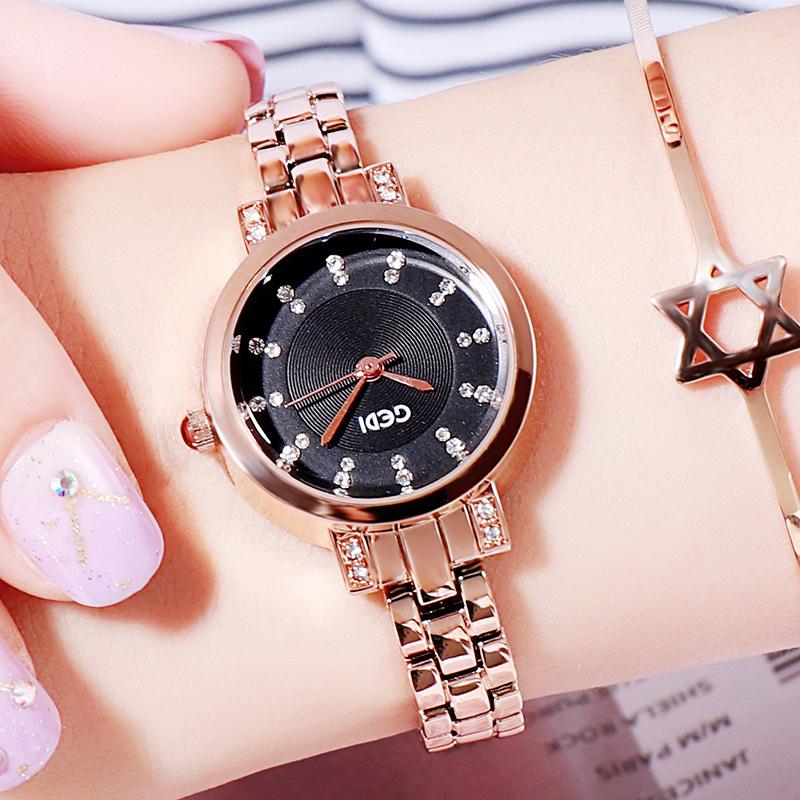 Hanfeng Fashion Women S Watch Waterproof Watch Diamond-Set Literally Versatile Women S Watch Waterproof Diamond-Set Dial