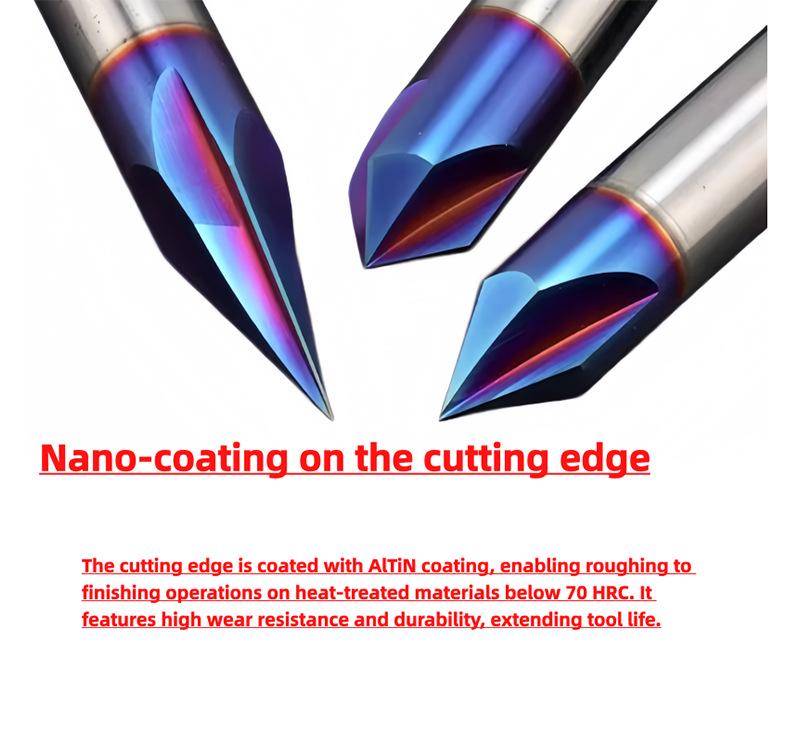 1/4" Shank V-Groove 3-Flute Nano Blue Carbide Woodworking Engraving Cutter
