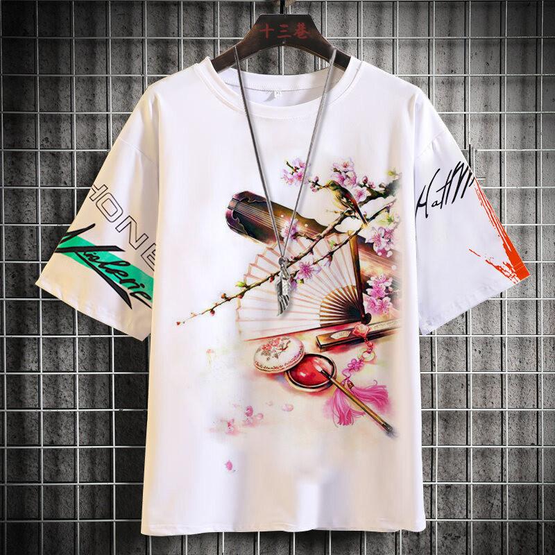 

Футболка с коротким рукавом, футболка с коротким рукавом с 3D-принтом на водной основе, нейтральная летняя футболка, креативный и забавный топ в стиле пейзажной живописи для повседневной носки 6XL