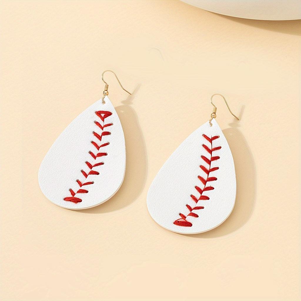 1 pair of hand-stitched leather baseball earrings, bracelets, keychains, baseball pattern jewelry