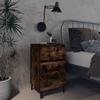 Bedside Table - Maison Exclusive - Smoked Oak - 3 Drawers - Metal Legs