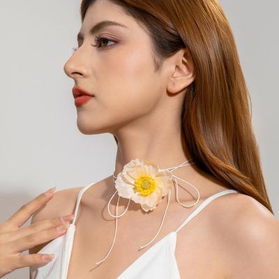 New Spring/Summer Collection, Fresh and Cute, Multi Color Fabric, Plum Blossom Pendant Necklace, Women's Jewelry Suitable for Beach Vacation Parties