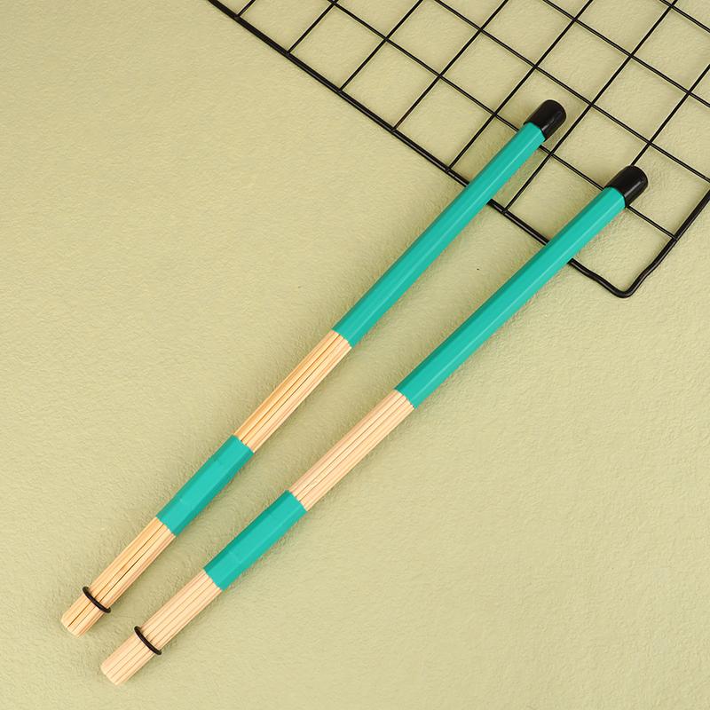 1Pair Bamboo Drumsticks Drum Sticks Percussion Drum Brushes Bundle Harmmer With Rubber Handle Drum Accessories