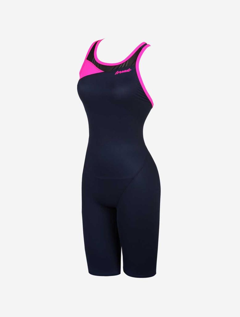 Toneidoseupocheu Mix Mesh Navy Women'S Half-Body Swimsuit